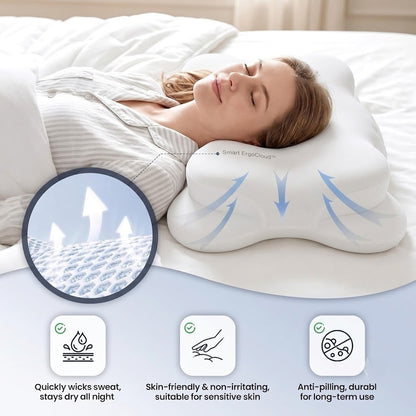 Smart ErgoCloud™ Pillow – The Ultimate Cervical Spine Support & Deep Sleep Fix