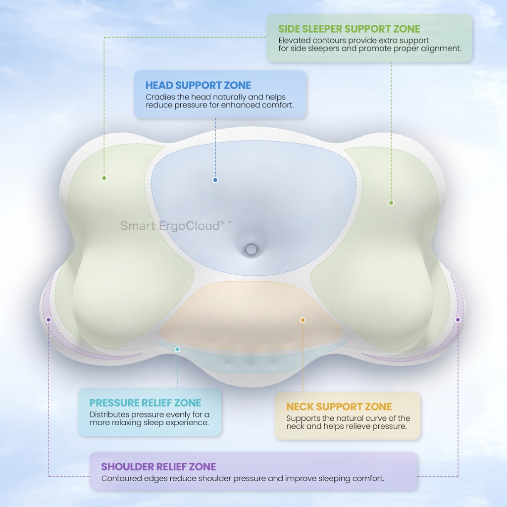 Smart ErgoCloud™ Pillow – The Ultimate Cervical Spine Support & Deep Sleep Fix